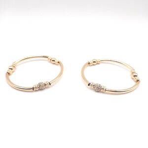 Nine West Gold Tone Stretch Bangles – Crystal Pavé Stackable Fashion Jewelry